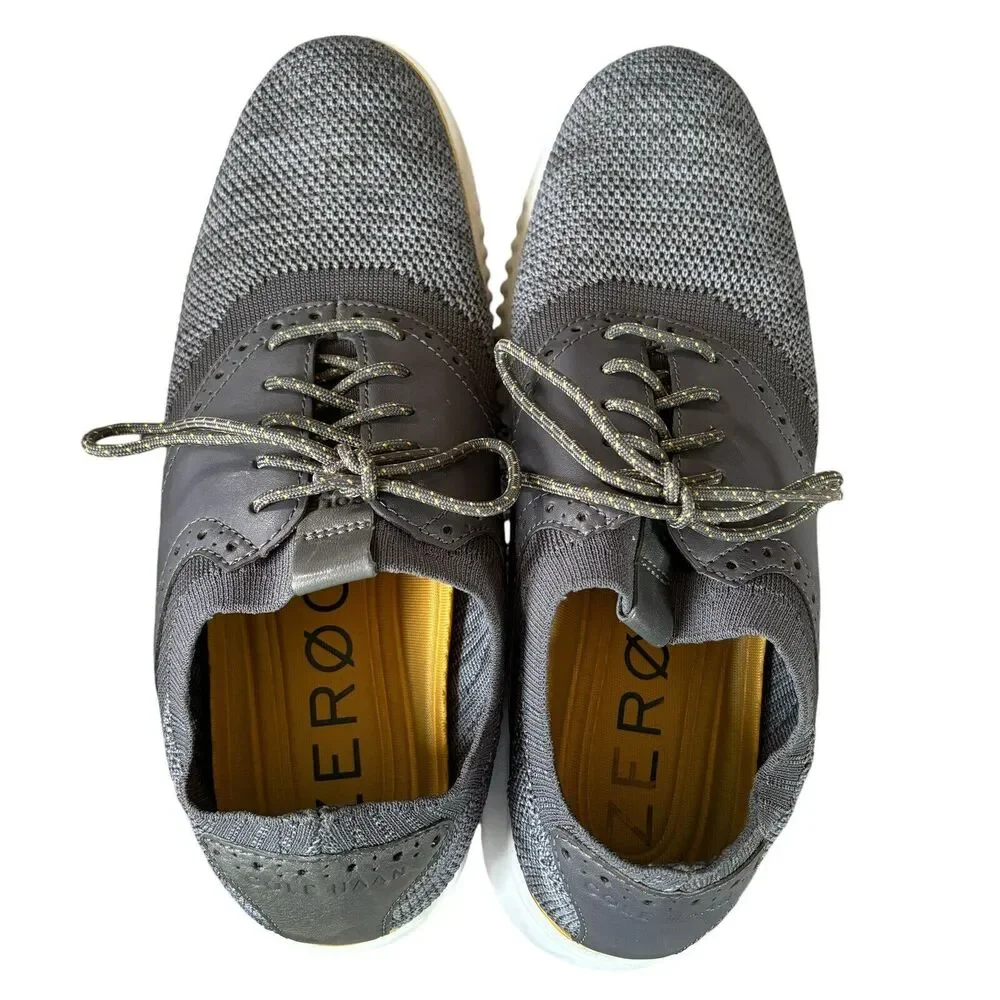 Cole Haan Men’s Sz 8.5 M 2.Zerogrand Saddle Oxford Shoes Gray White Knit